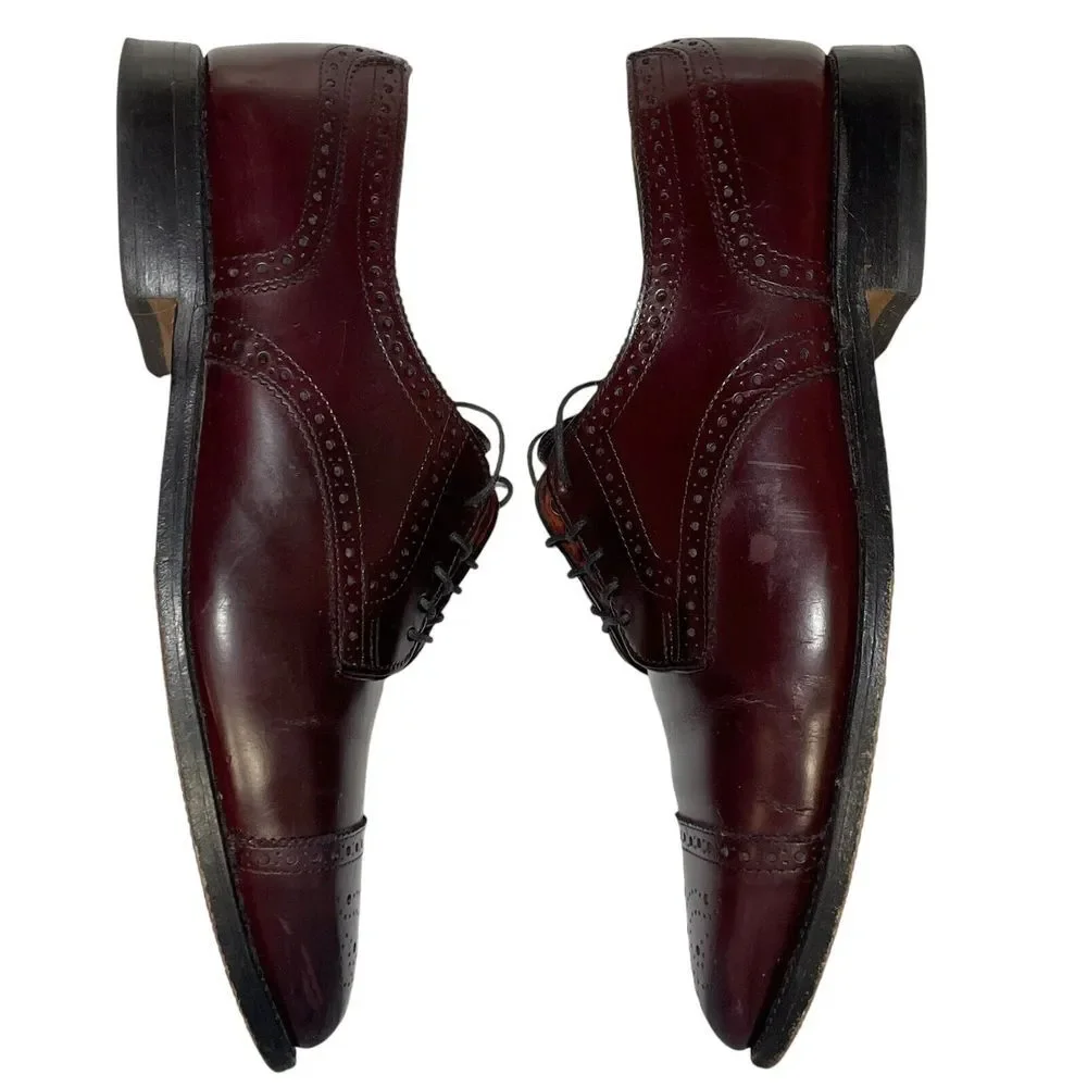 Allen Edmonds SANFORD Burgundy Leather Cap Toe‎ Oxford Dress Shoes 5237 Size 9D